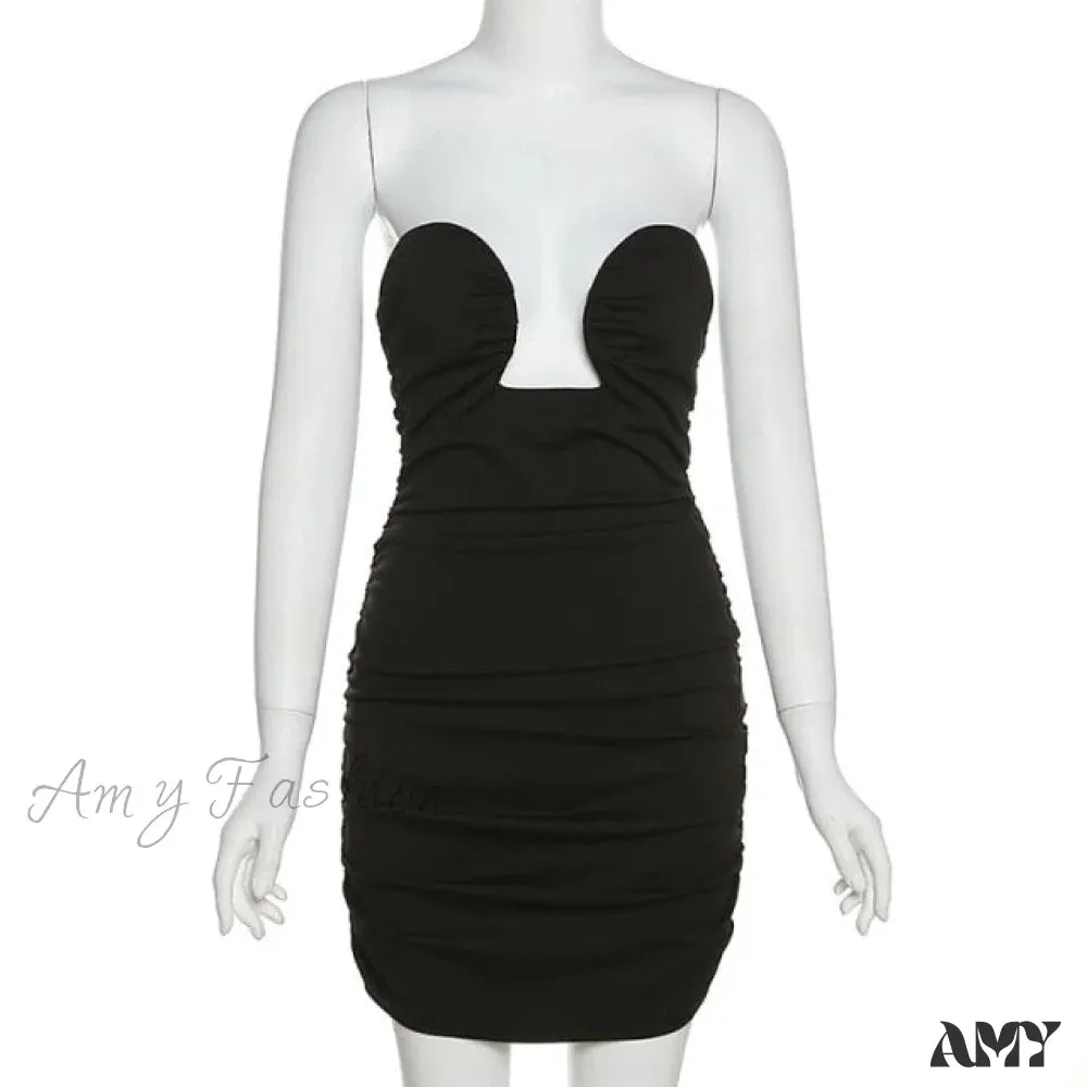 Amy Fashion - Long Sleeve Black Bodycon Party Dresses