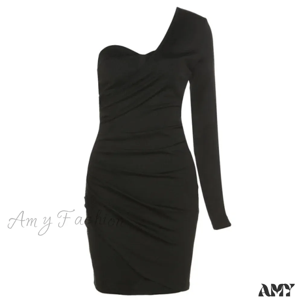 Amy Fashion - Long Sleeve Black Bodycon Party Dresses