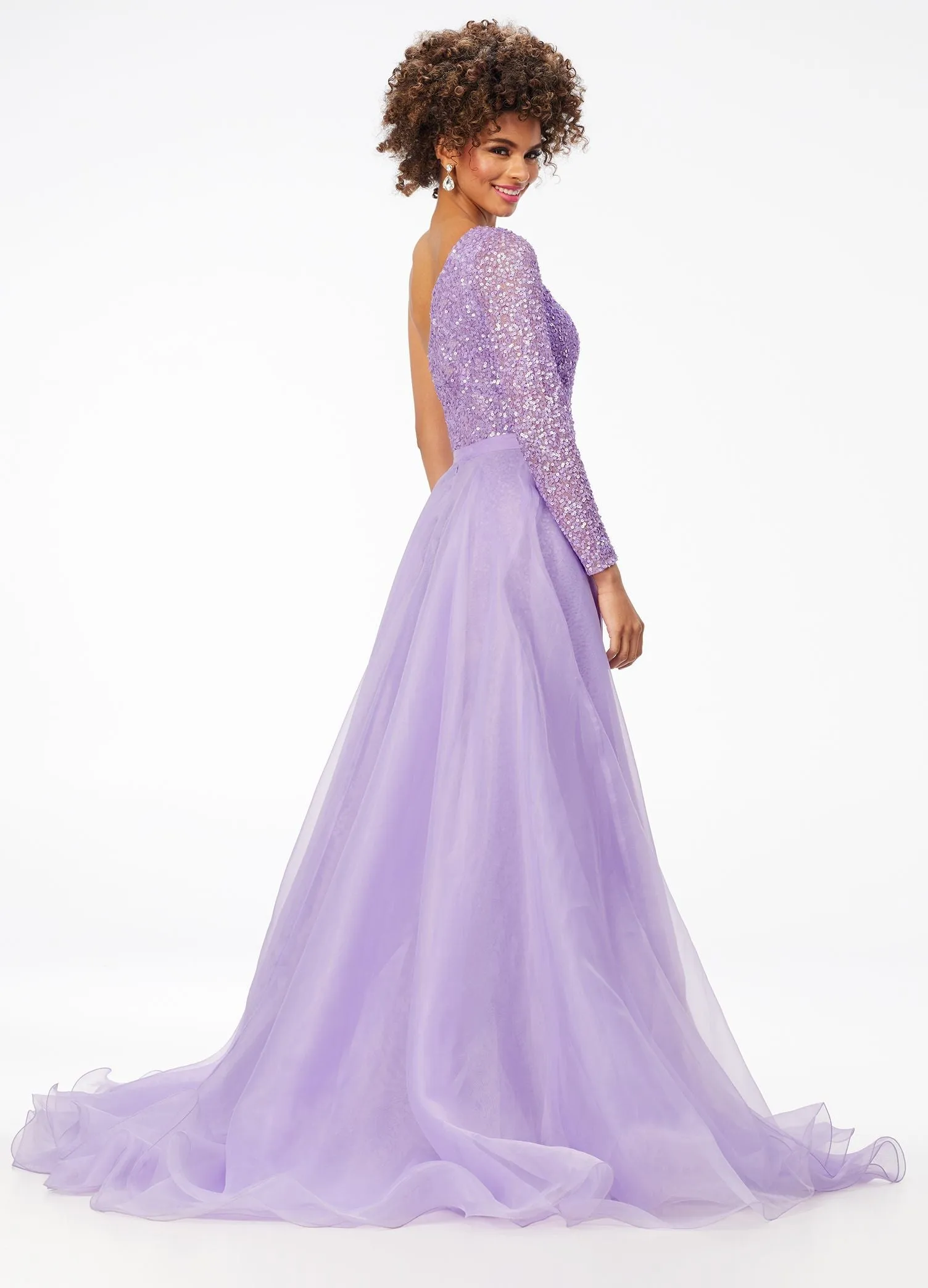 Ashley Lauren 1740 Size 2,6,12 Periwinkle Long Organza Pageant Overskirt Wire Hem Layered Train Detachable