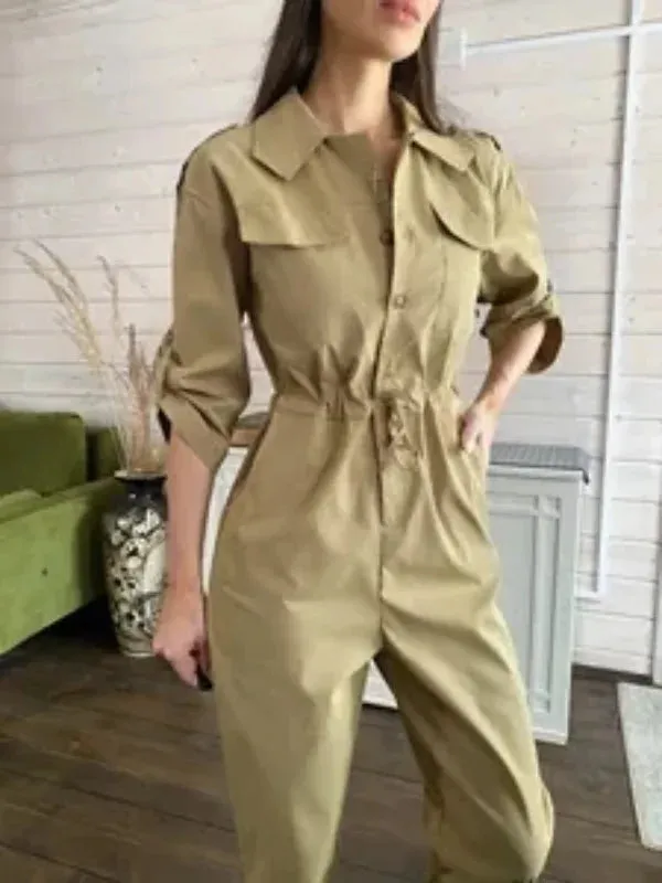 Ashore Shop Spring Autumn  Loose Leisure Age-reducing Wide-leg Womens Jumpsuit