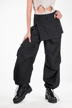 Black Cargo Pants With Detachable Skirt