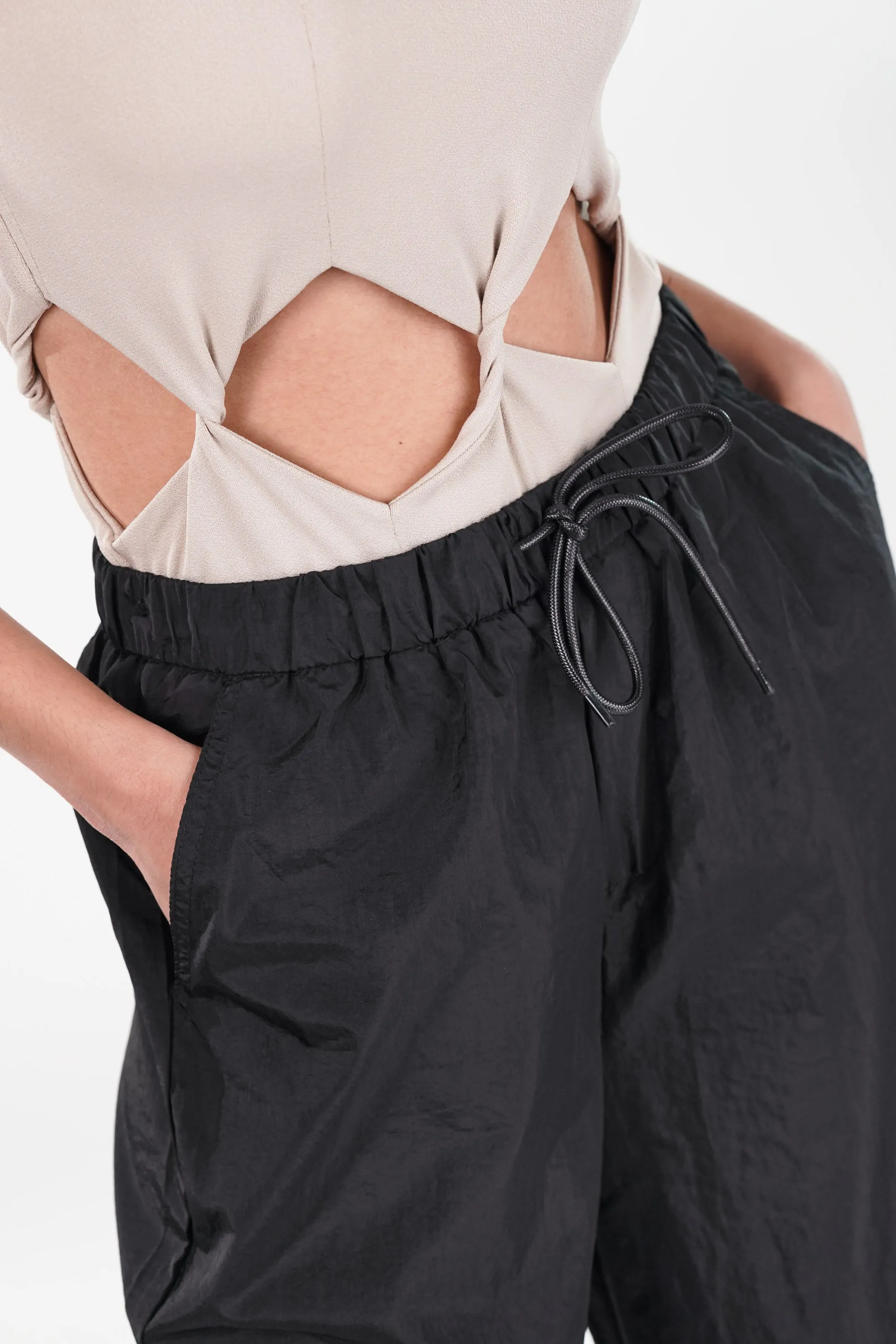 Black Cargo Pants With Detachable Skirt