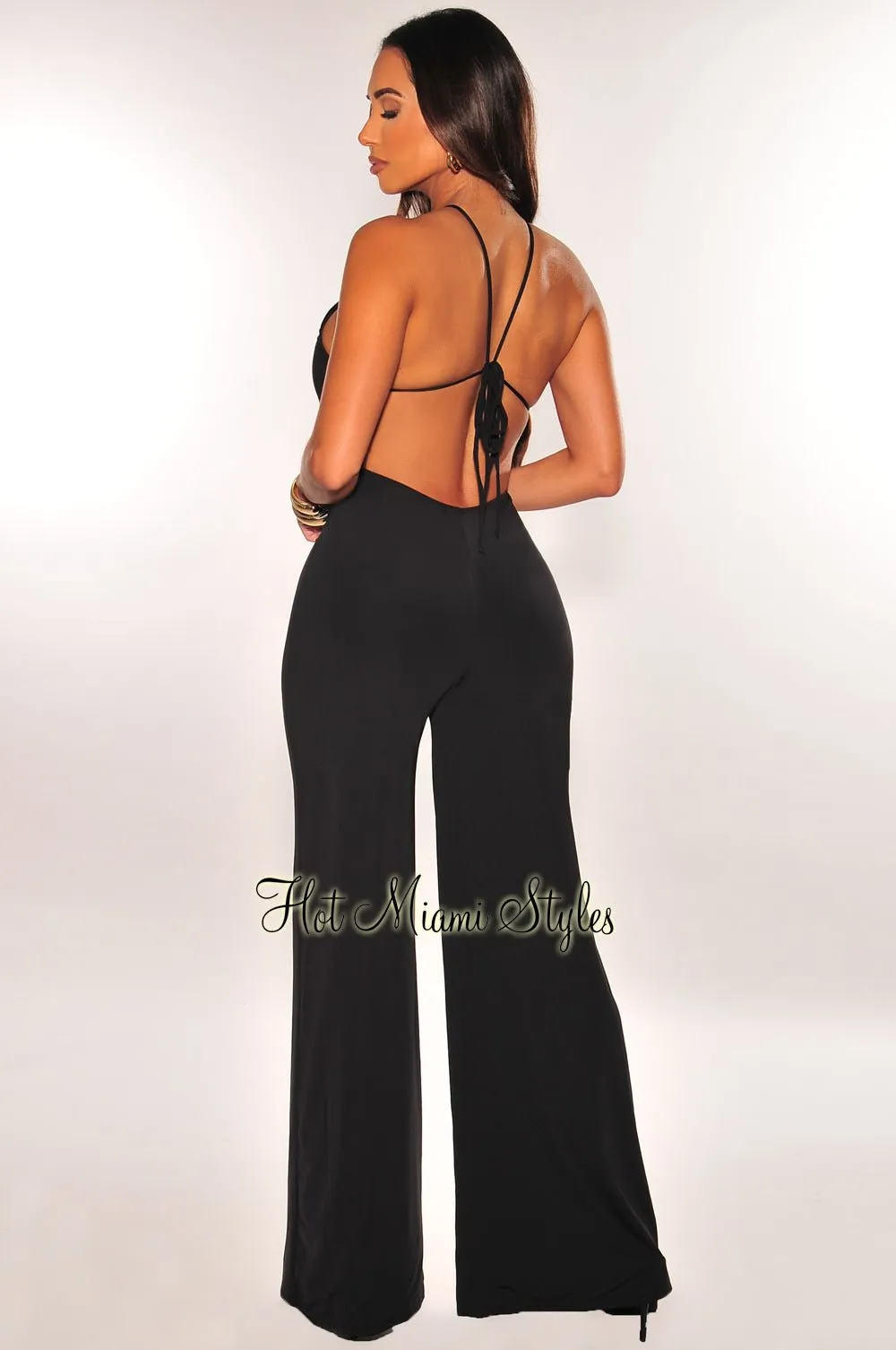 Black Halter Wide Leg Jumpsuit