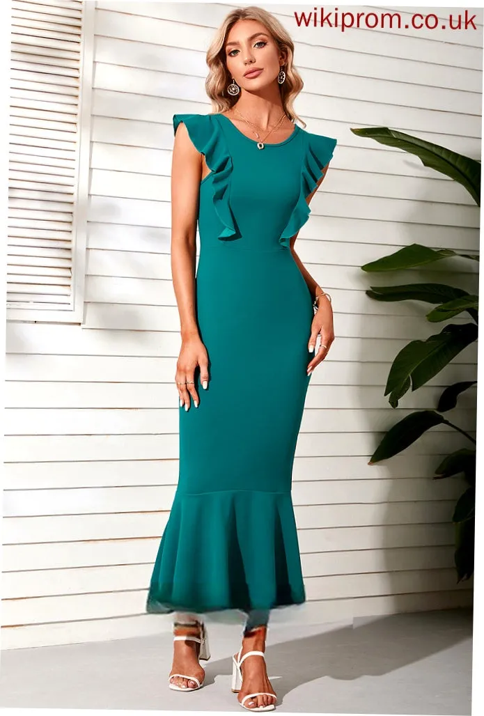 Blends Neck Karlie Cotton Midi Round Dresses Club Dresses Bodycon Elegant