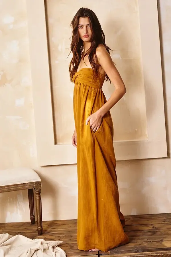 Bucketlist Wide Leg Tube Solid Jumpsuits