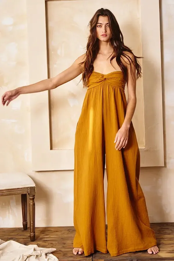 Bucketlist Wide Leg Tube Solid Jumpsuits