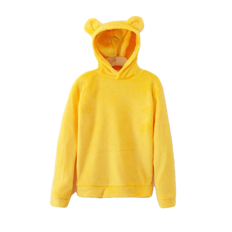 Casual Campus Pullovers Flannel Hoodies Sweatshirts Lovely With Bears Ears Solid Warm Autumn Winter Coat For Women'S