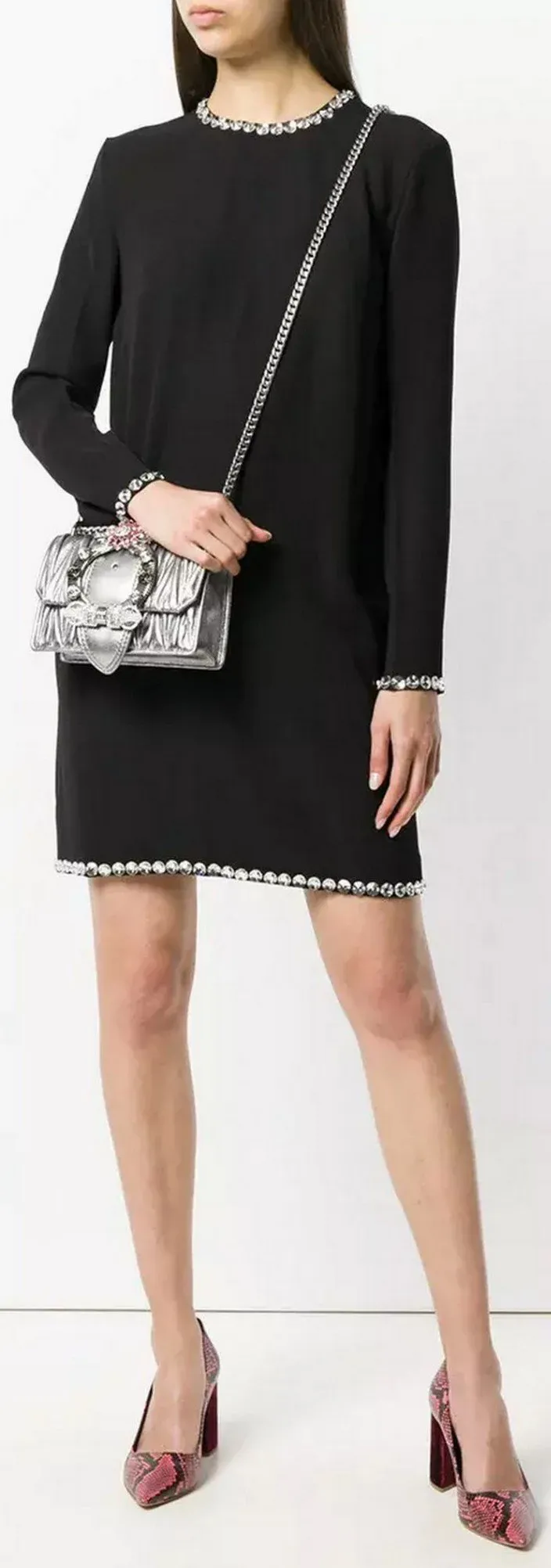 Crystal-Trim Shift Dress