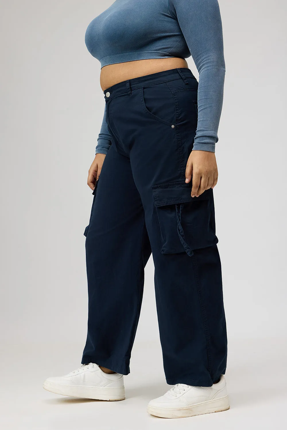 Curve Deep Blue Cargo Pants