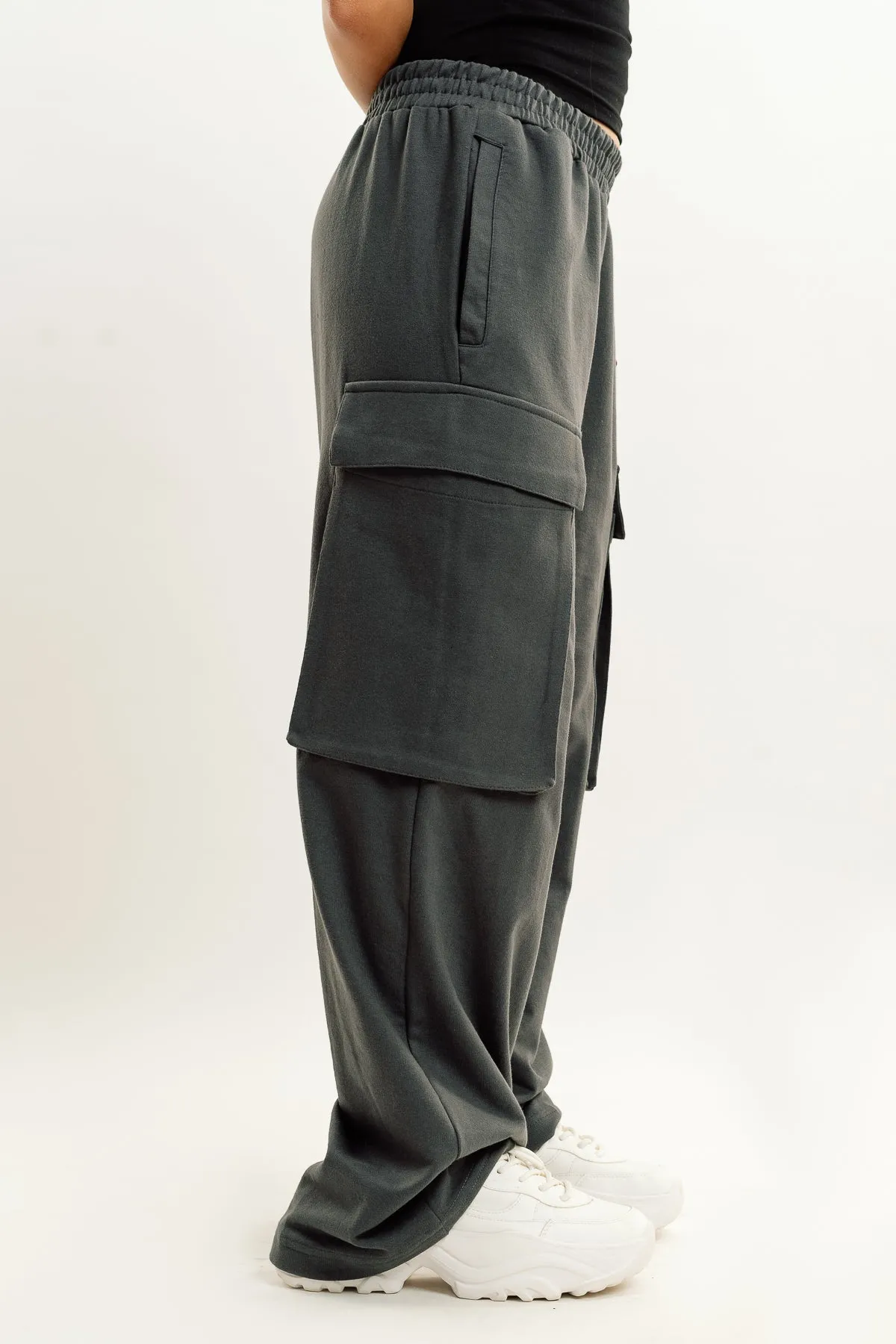 Dark Grey Knit Cargo Pants