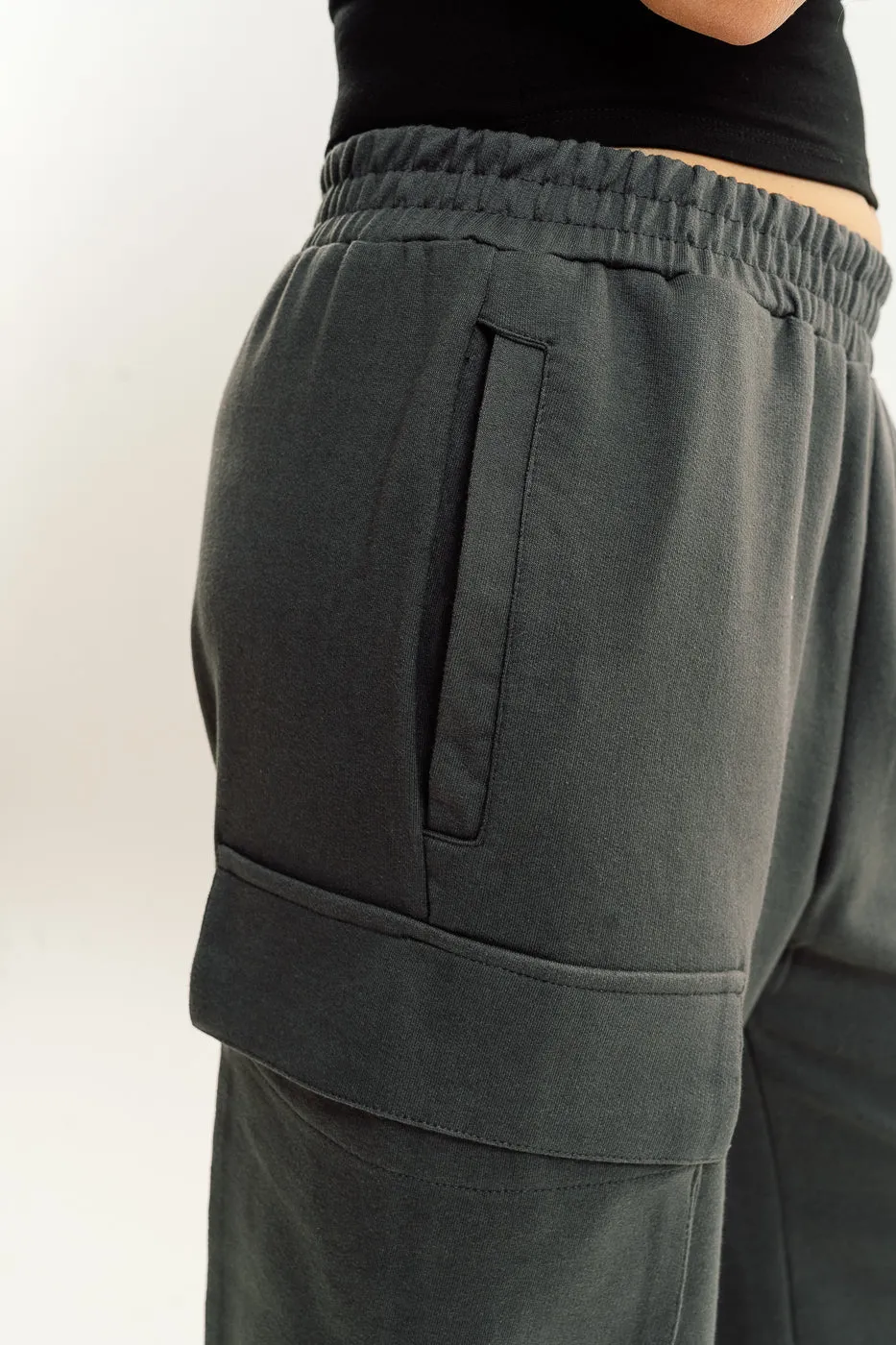 Dark Grey Knit Cargo Pants