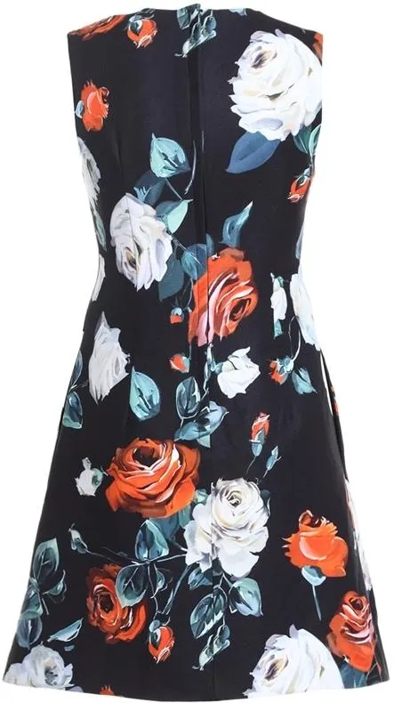 Embellished Roses Mini Shift Dress