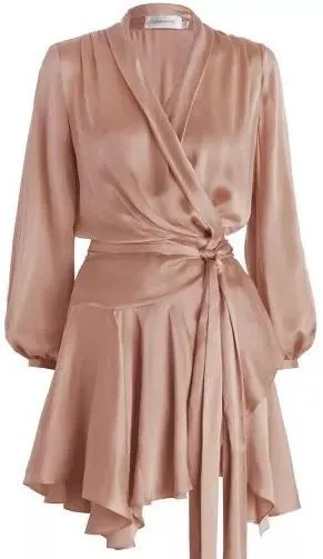 Empire Silk Robe Dress in Green, Pink or Black