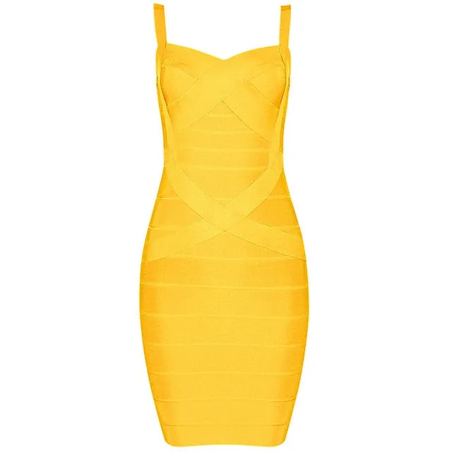 Flash Sexy Ladies' Spaghetti Strap Mini Bandage Dress For Club Banquet