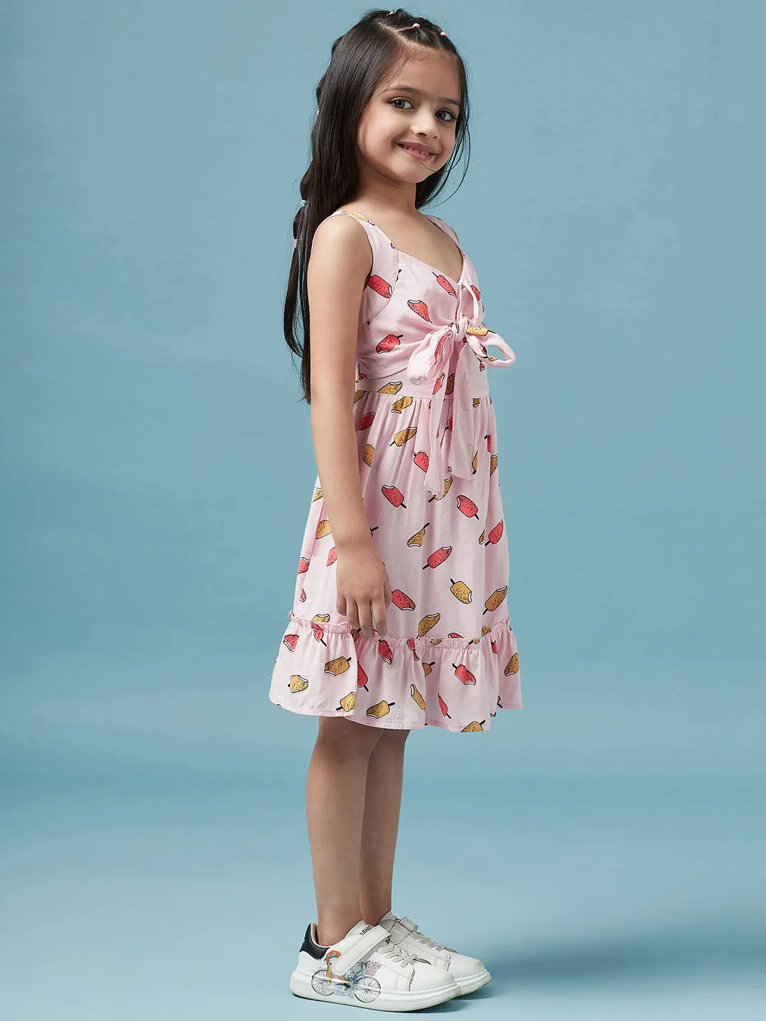 Girls Conversational Printed Empire Dress - Ps Peaches