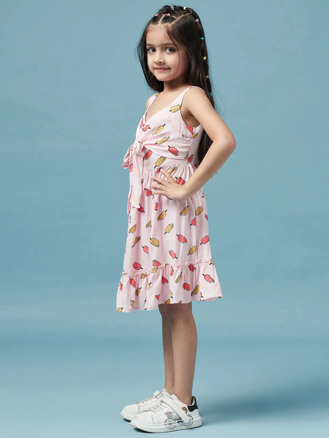 Girls Conversational Printed Empire Dress - Ps Peaches