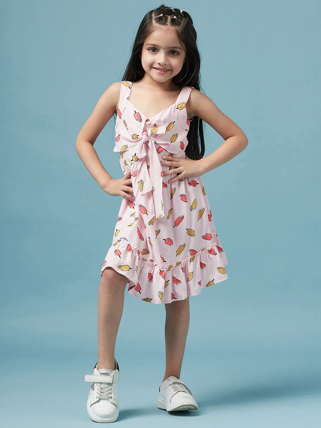 Girls Conversational Printed Empire Dress - Ps Peaches