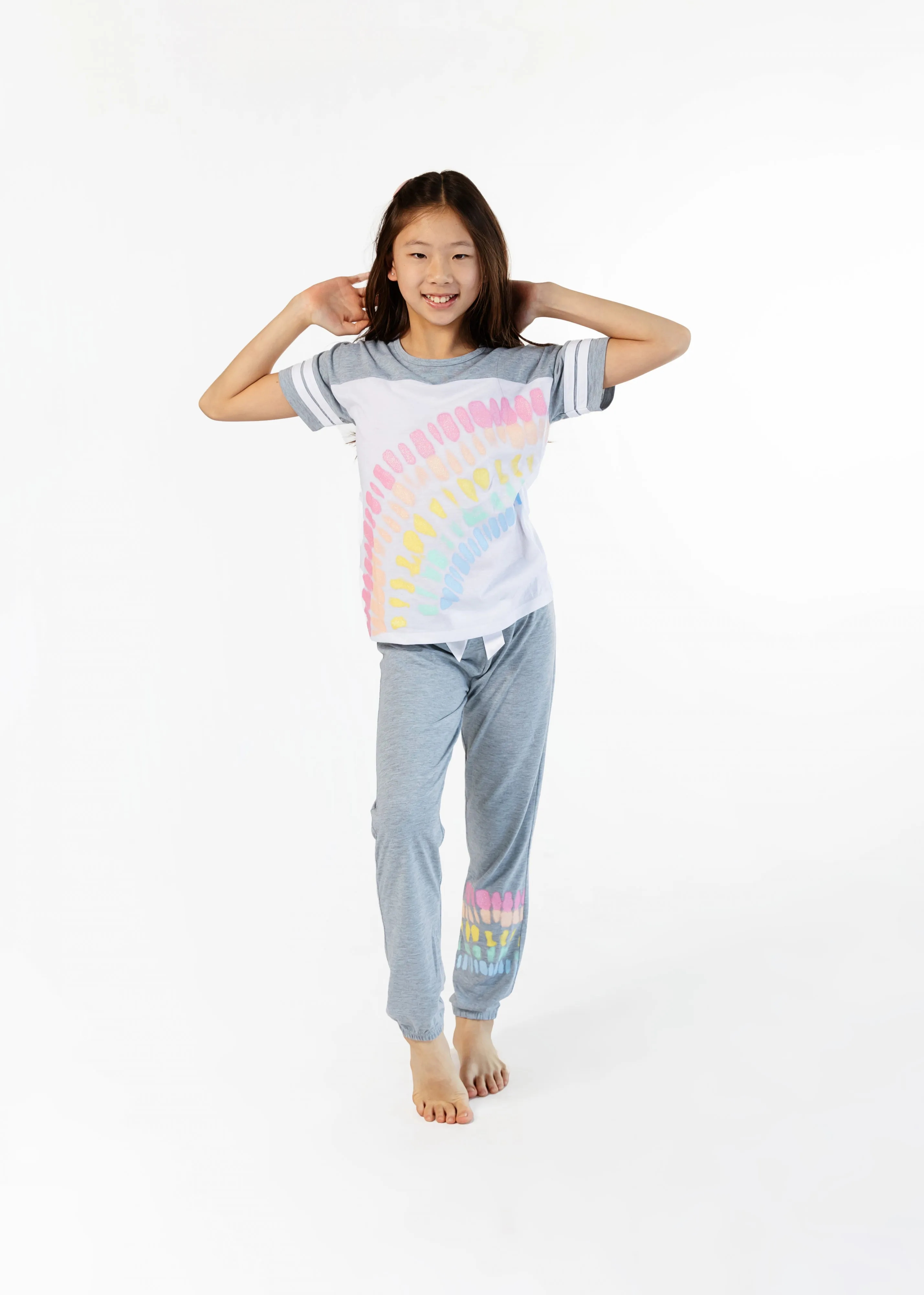 Girls Tie-Dye Rainbow 2-Piece Pajama Pants Sleep Set