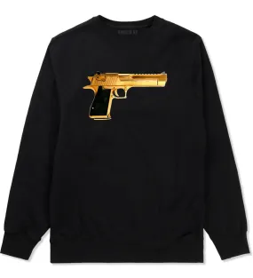 Gold Gun 9mm Revolver Chrome 45 Boys Kids Crewneck Sweatshirt