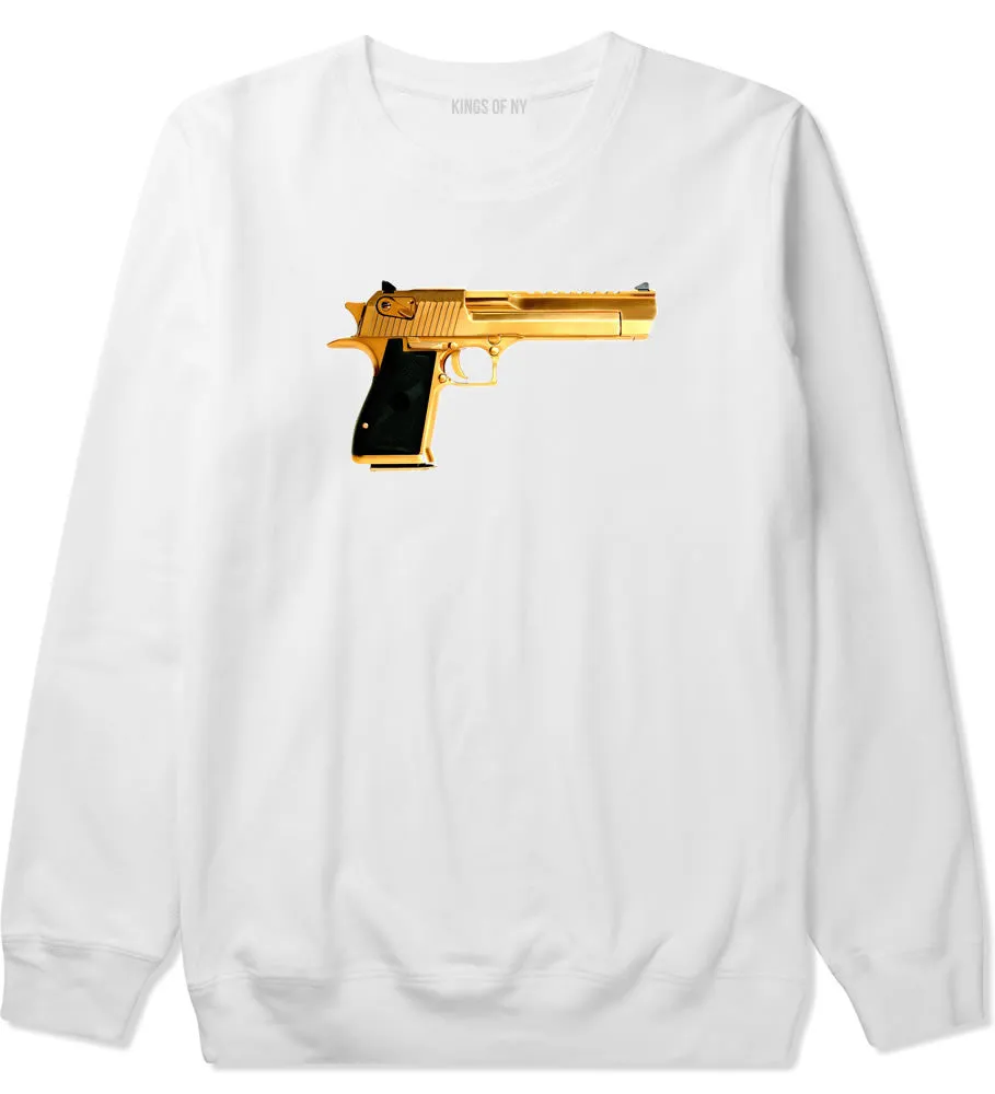 Gold Gun 9mm Revolver Chrome 45 Boys Kids Crewneck Sweatshirt