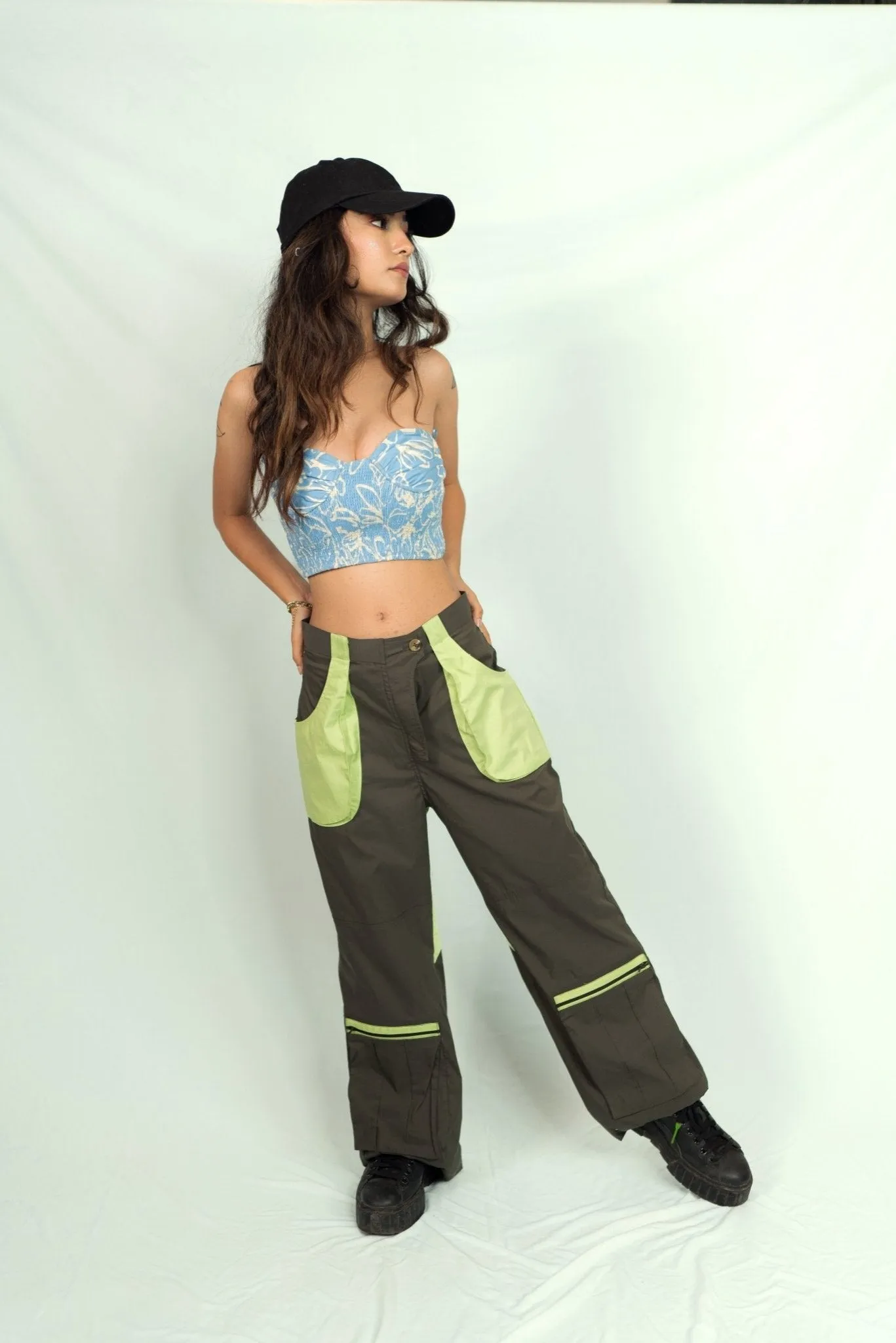 Green Cargo Pants With Patch Pockets