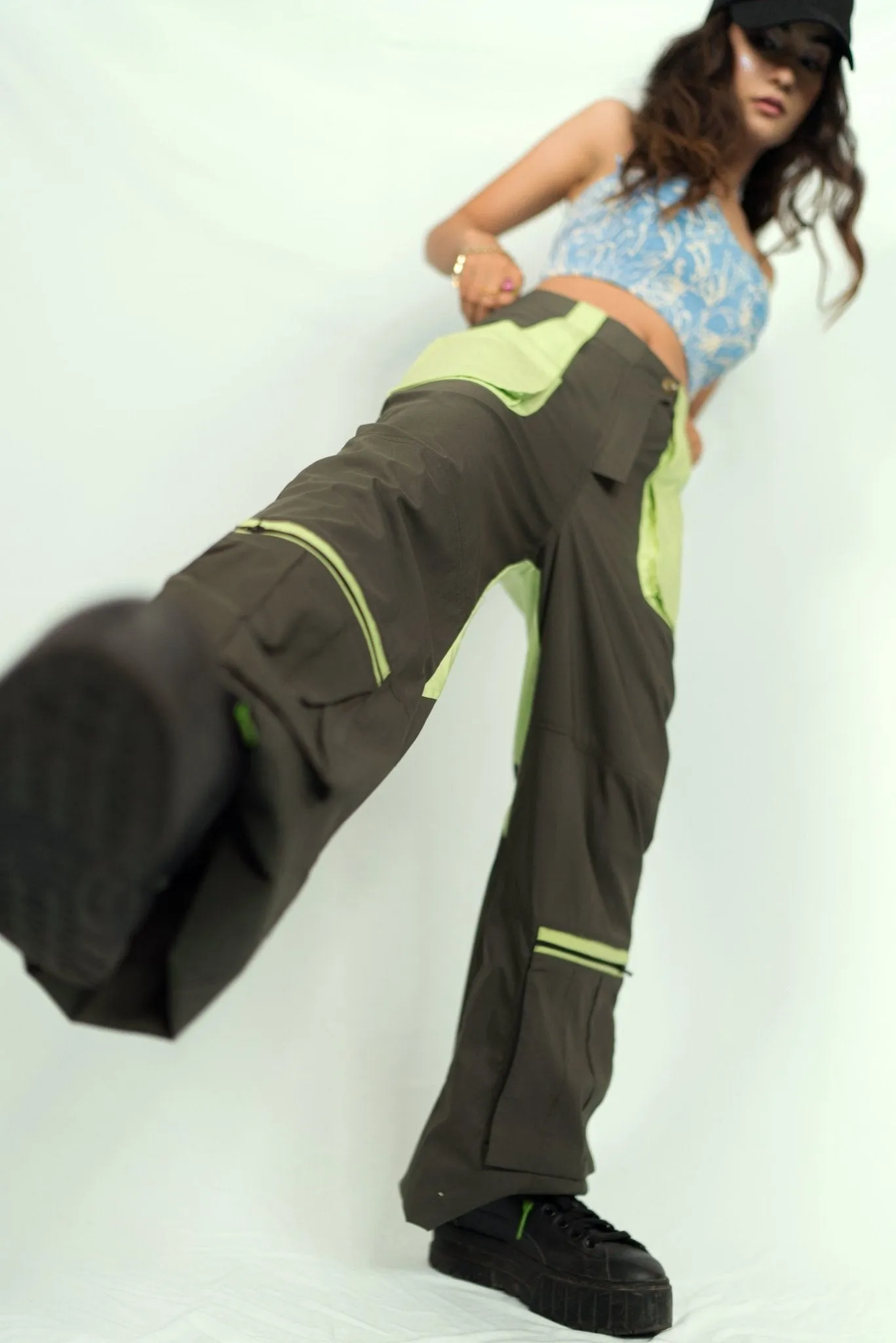 Green Cargo Pants With Patch Pockets