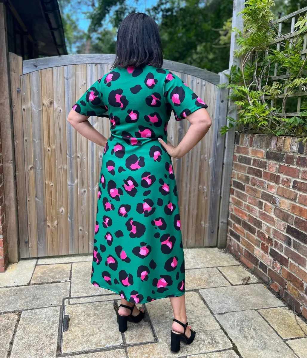 Green Leopard Kate Midi Dress