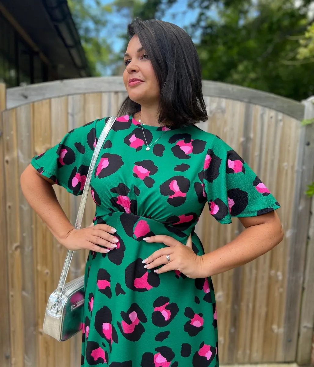 Green Leopard Kate Midi Dress