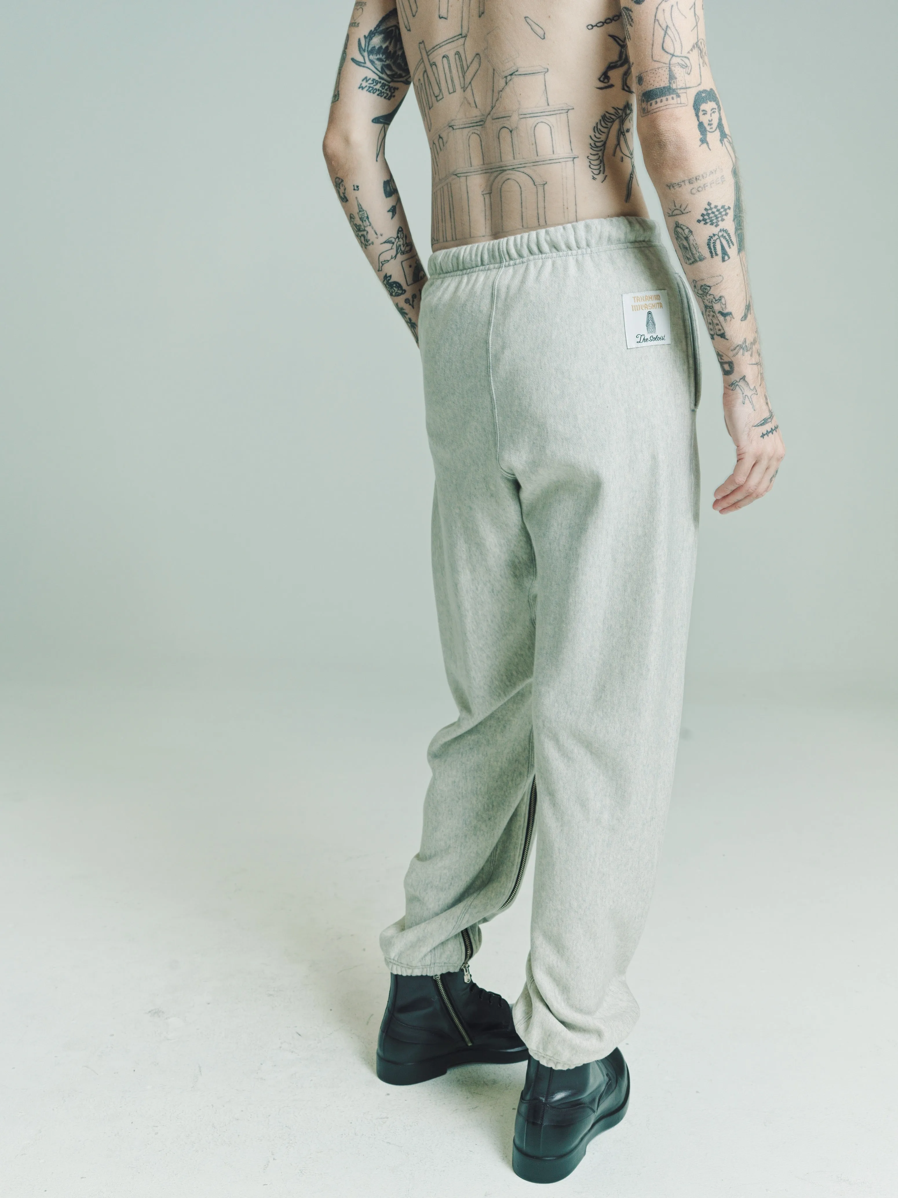 Grey Two-Way Zipper Reverse Jogger Pants