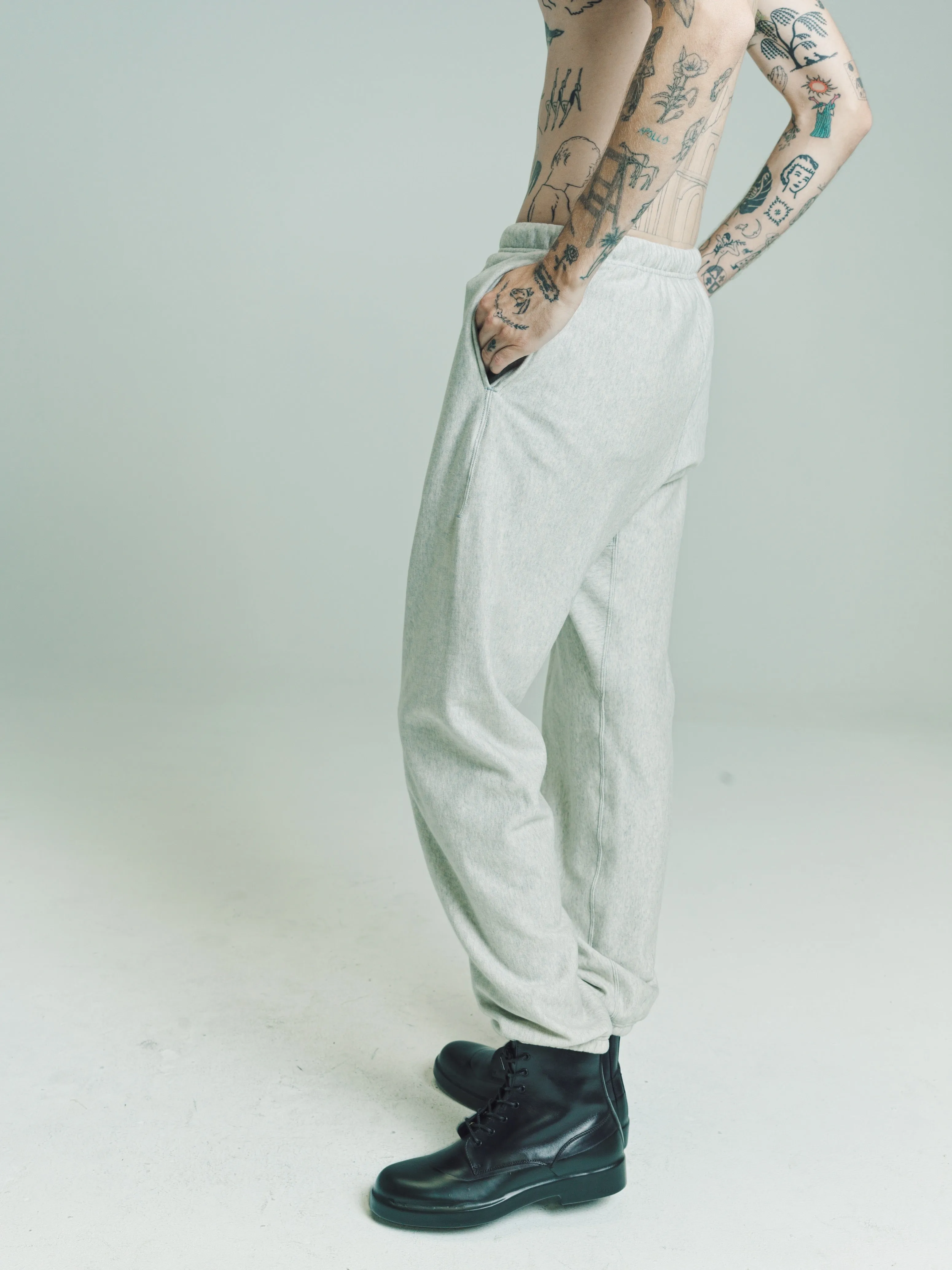 Grey Two-Way Zipper Reverse Jogger Pants