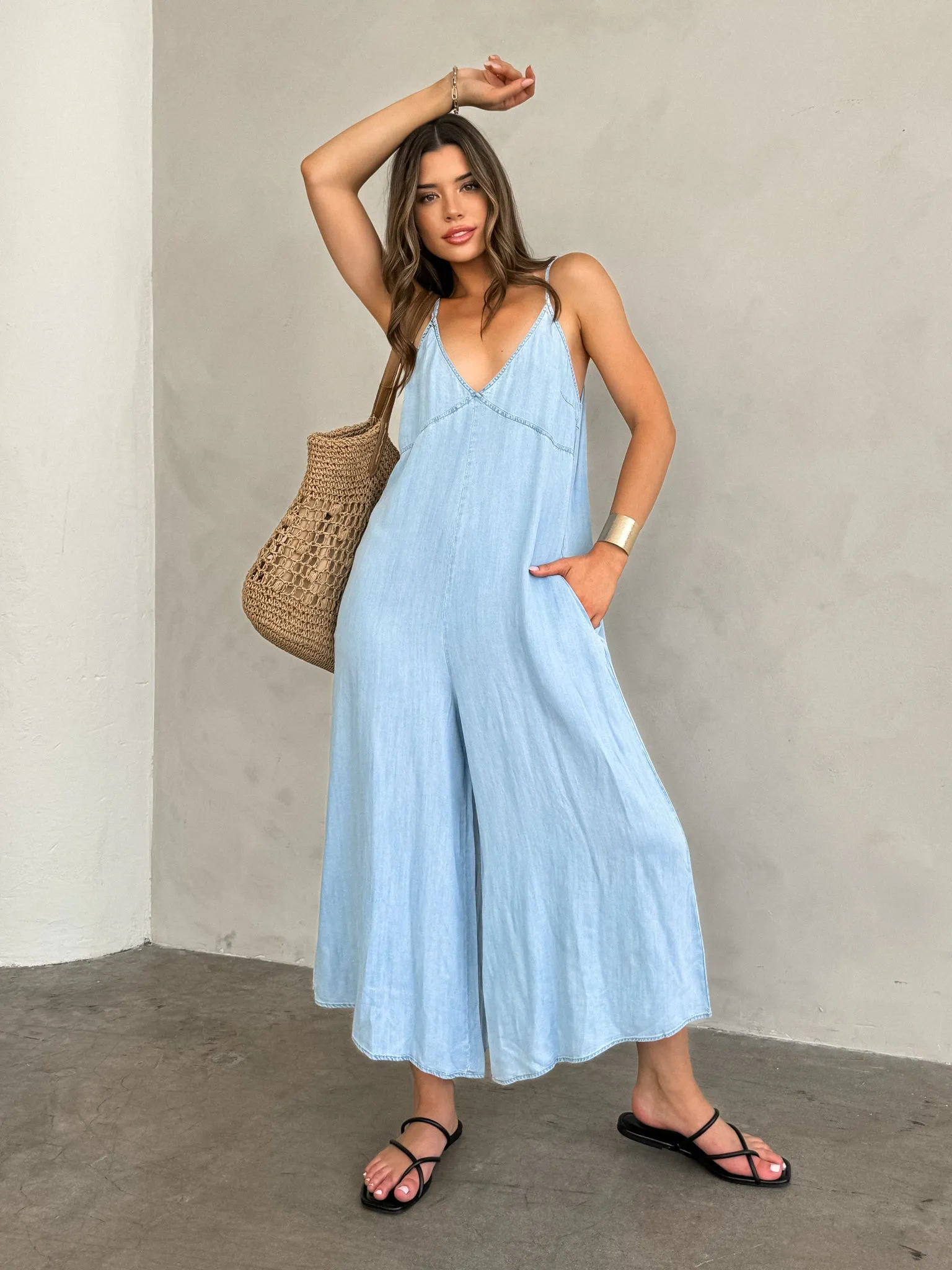 Head in the Clouds Denim Jumpsuit - Final Sale