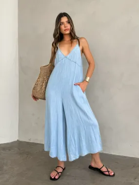 Head in the Clouds Denim Jumpsuit - Final Sale