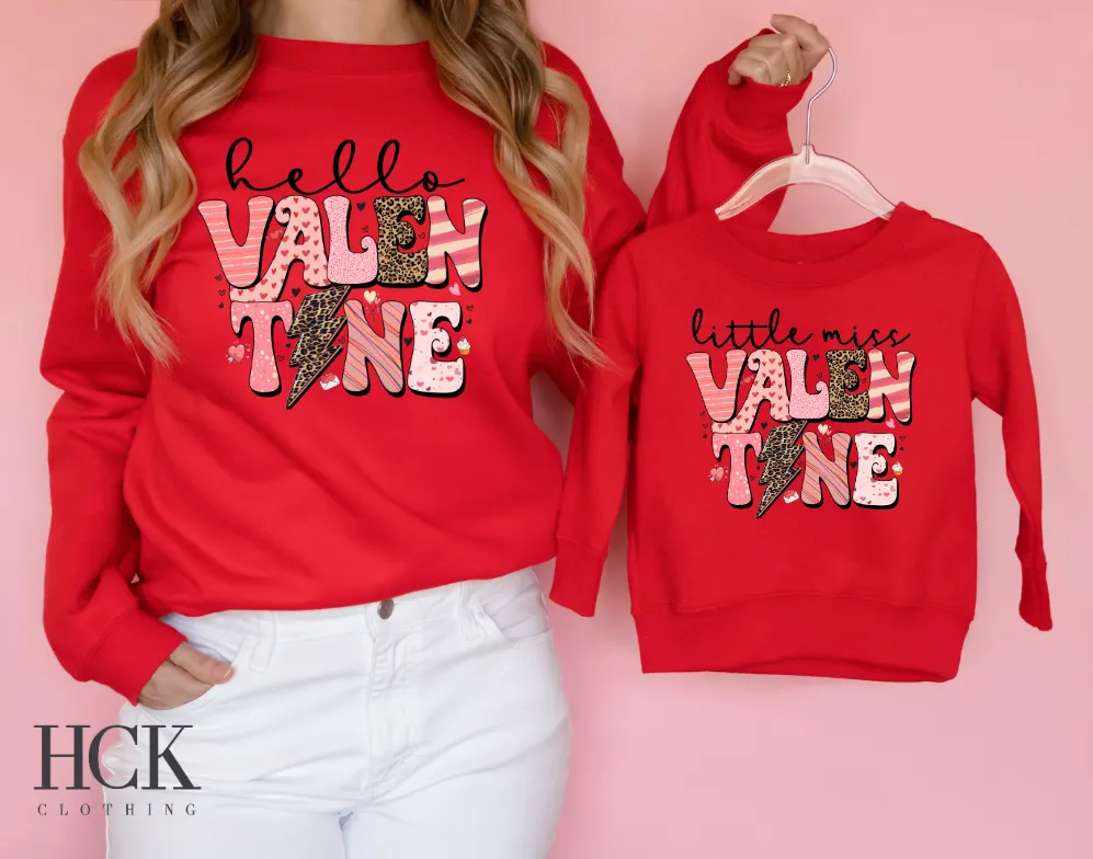 Hello Valentine Crewneck Sweatshirt- 4 COLORS