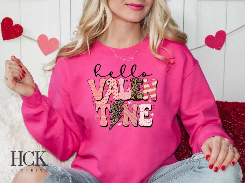 Hello Valentine Crewneck Sweatshirt- 4 COLORS