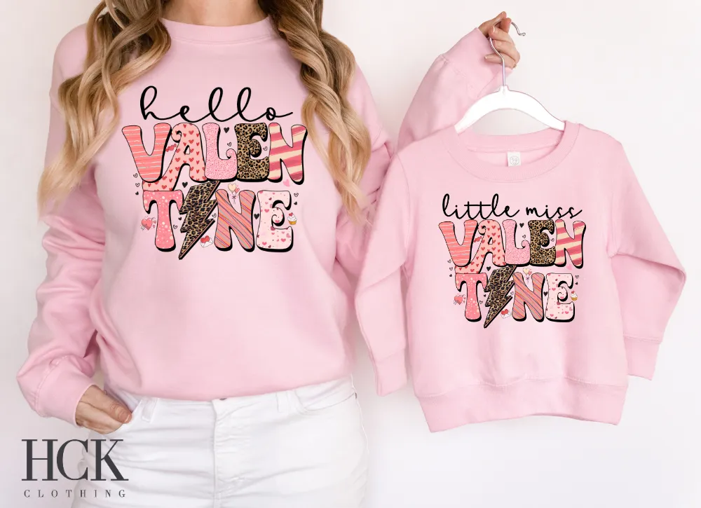 Hello Valentine Crewneck Sweatshirt- 4 COLORS