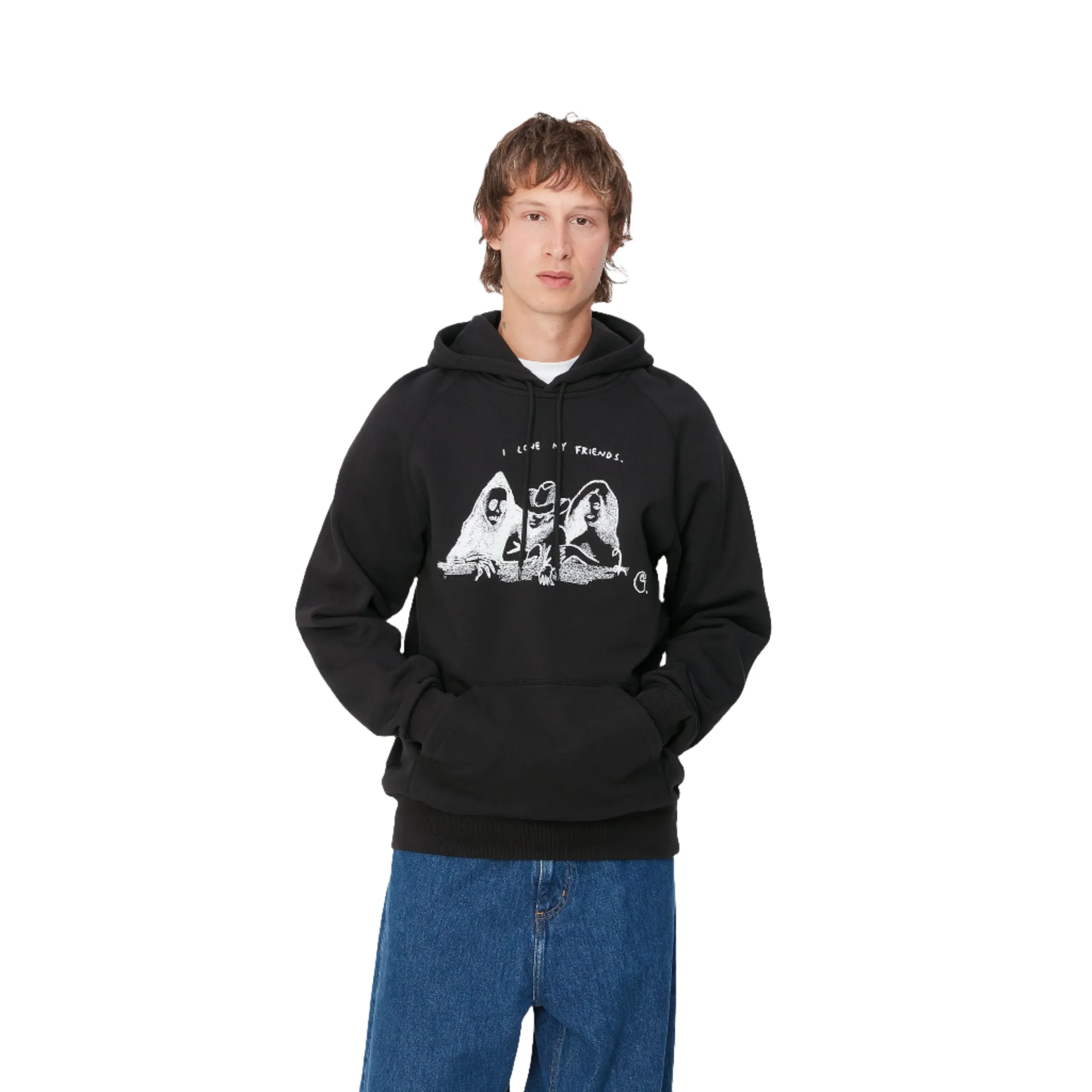 HOODED PEPE FRIENDS SWEAT / CARHARTT WIP / BLACK