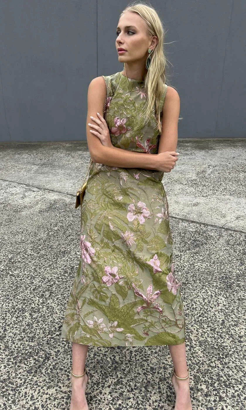 HOSS Eloise Botanical Green Maxi