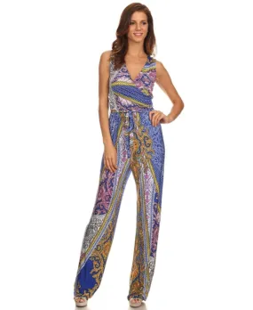 Jumpsuit Romper Paisley Blue Pink Purple