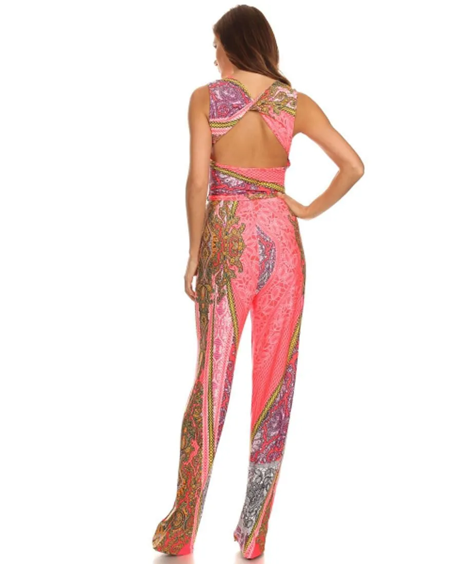 Jumpsuit Romper Paisley Blue Pink Purple