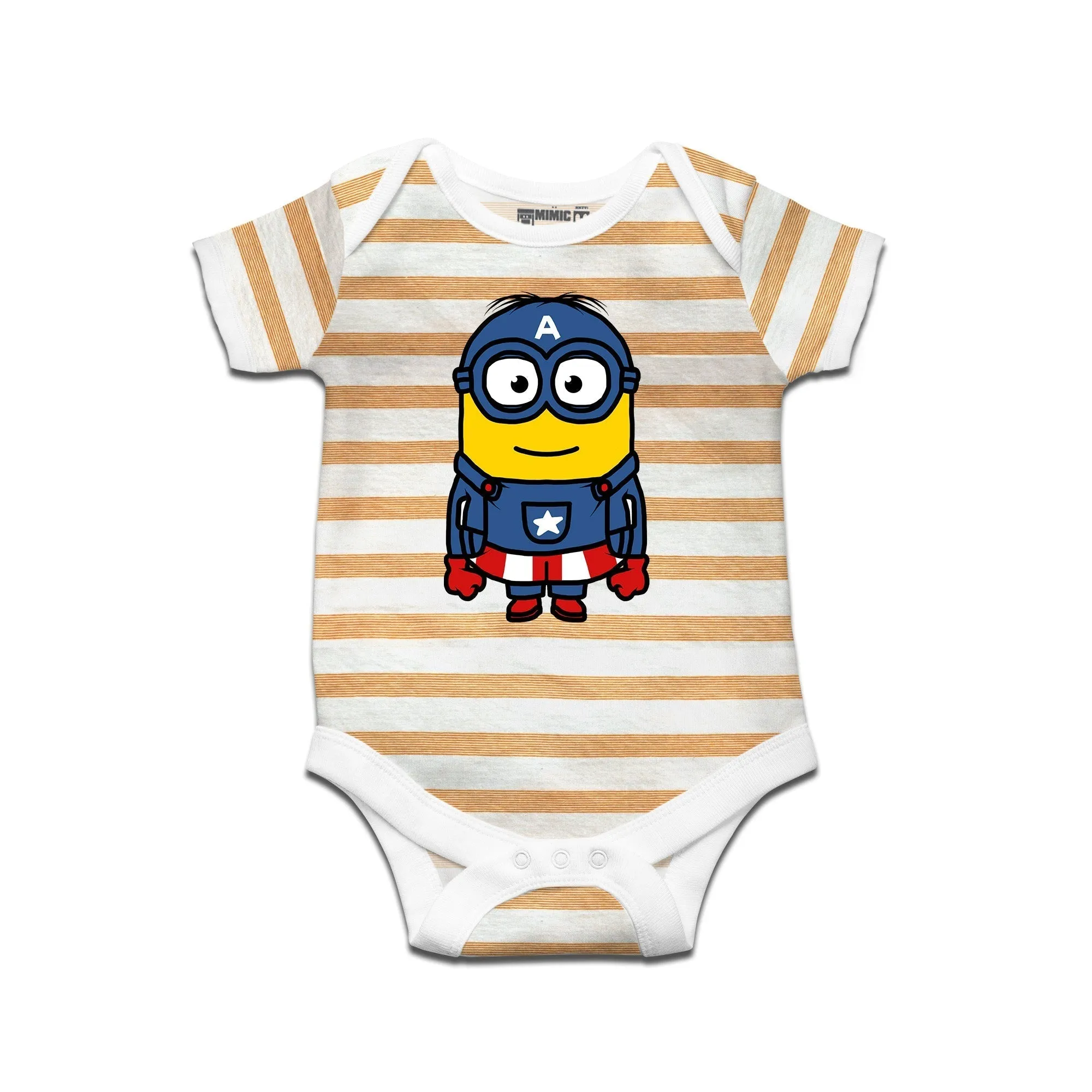 Kidswear By Ruse Super Hero America Printed Striped infant Romper For Baby