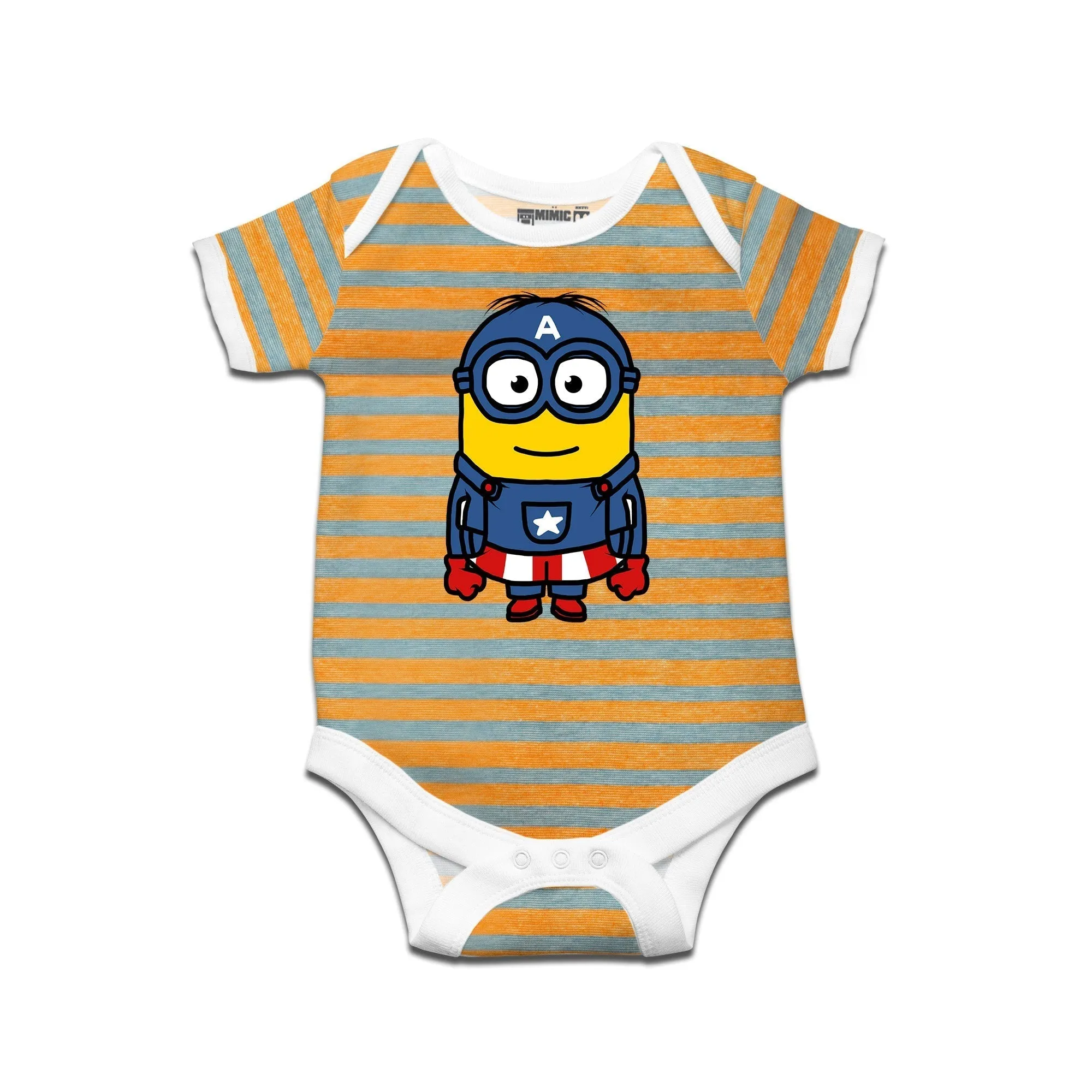 Kidswear By Ruse Super Hero America Printed Striped infant Romper For Baby