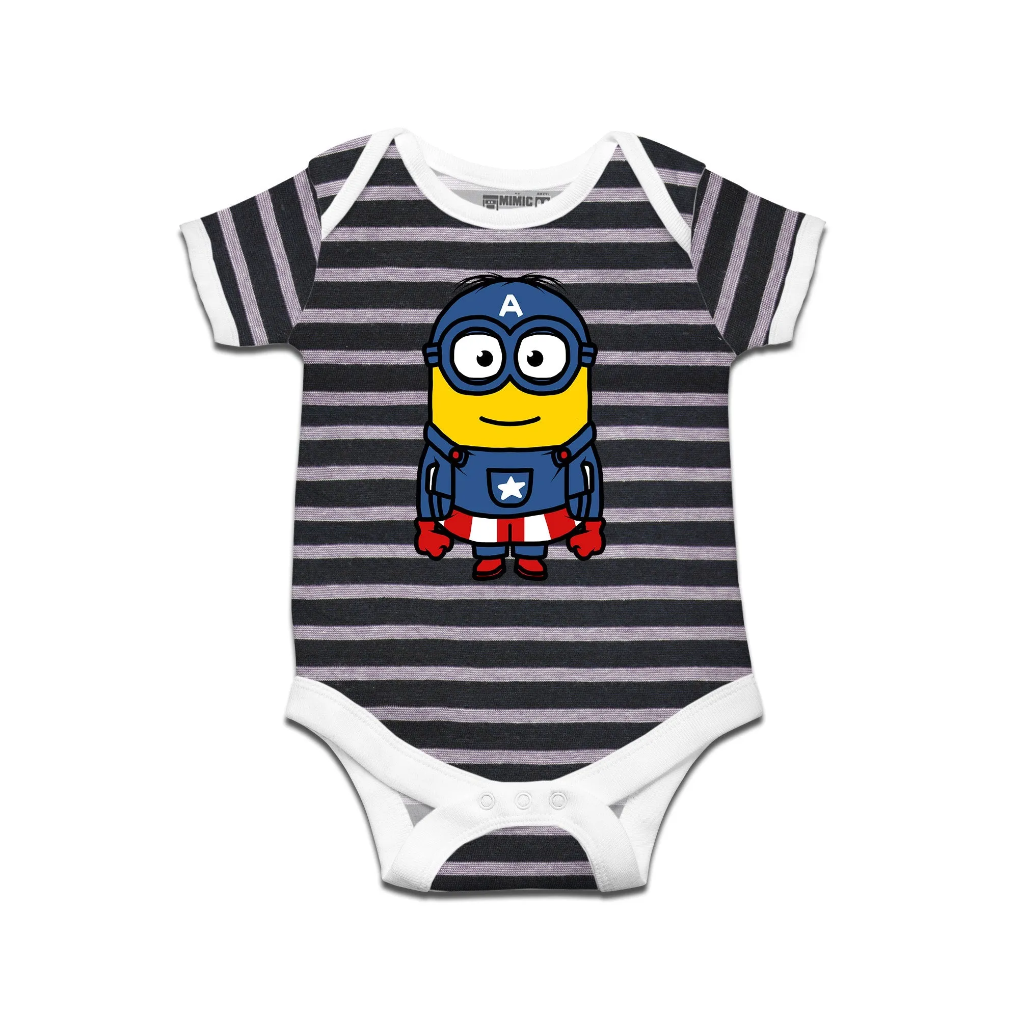 Kidswear By Ruse Super Hero America Printed Striped infant Romper For Baby