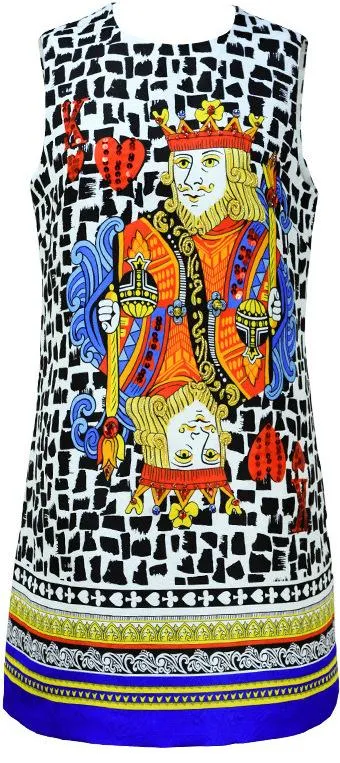 King of Cards Print Shift Mini Dress