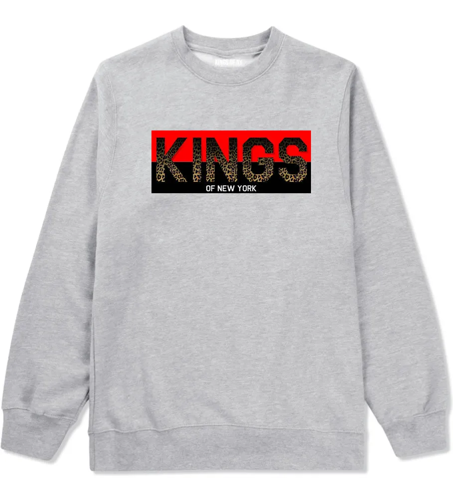 Kings Of NY Cheetah Print Logo Crewneck Sweatshirt