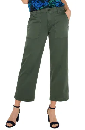 Liverpool Cargo Wide Leg Crop Moss Green