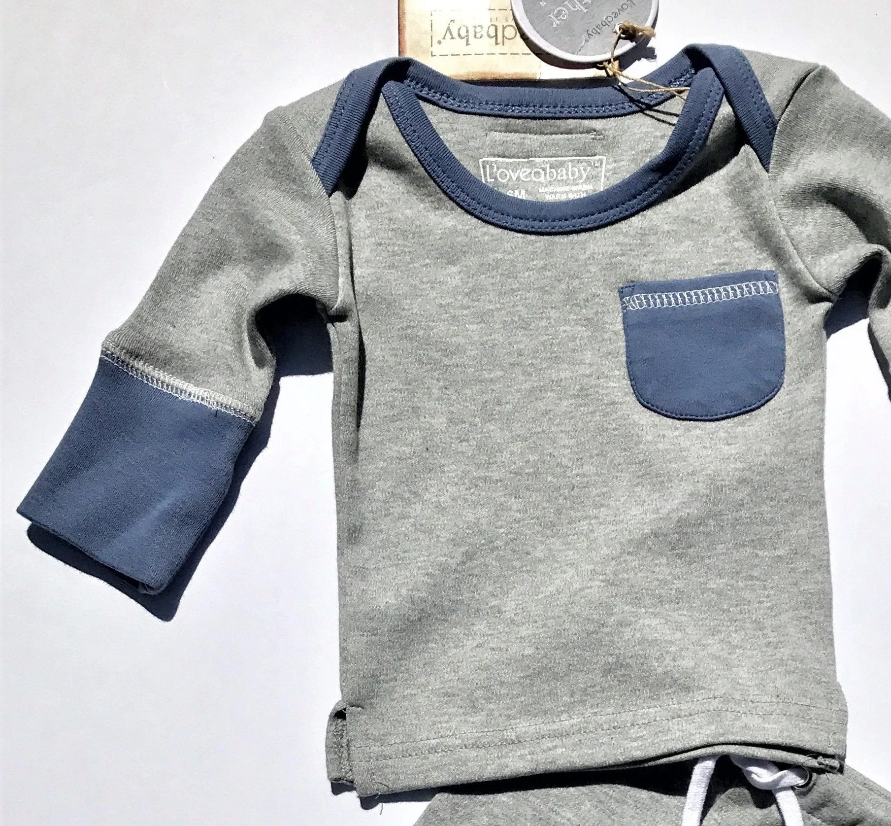 L'ovedbaby 2Pc Organic Jogger Slate/Heather Gray 100% Organic Cotton