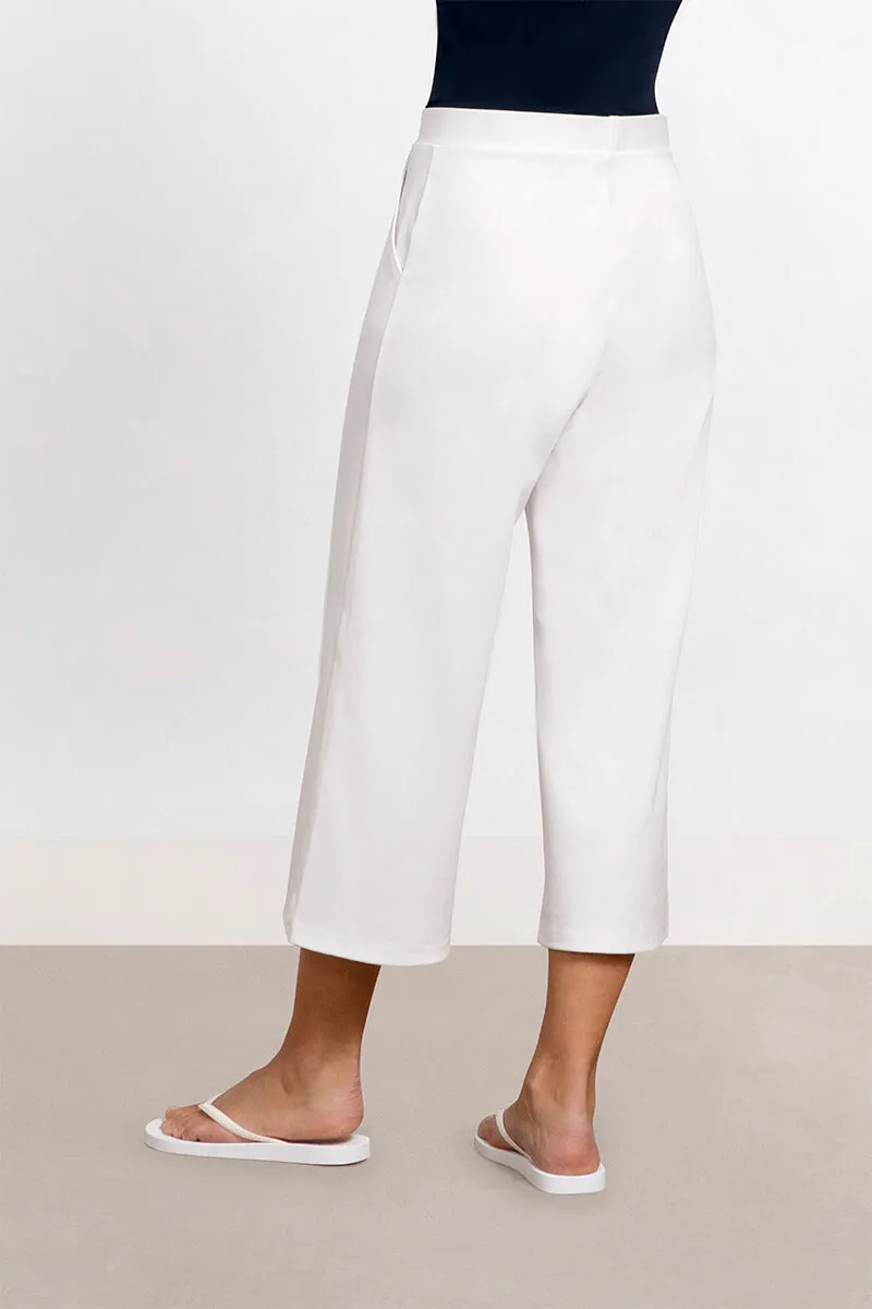 Lux Ponte Nu Wide Leg Crop | White