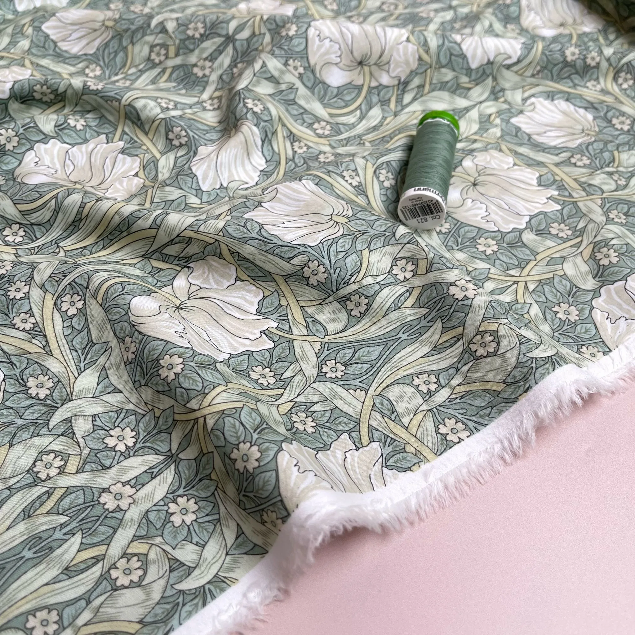 Morris Sage Green Cotton Lawn Fabric