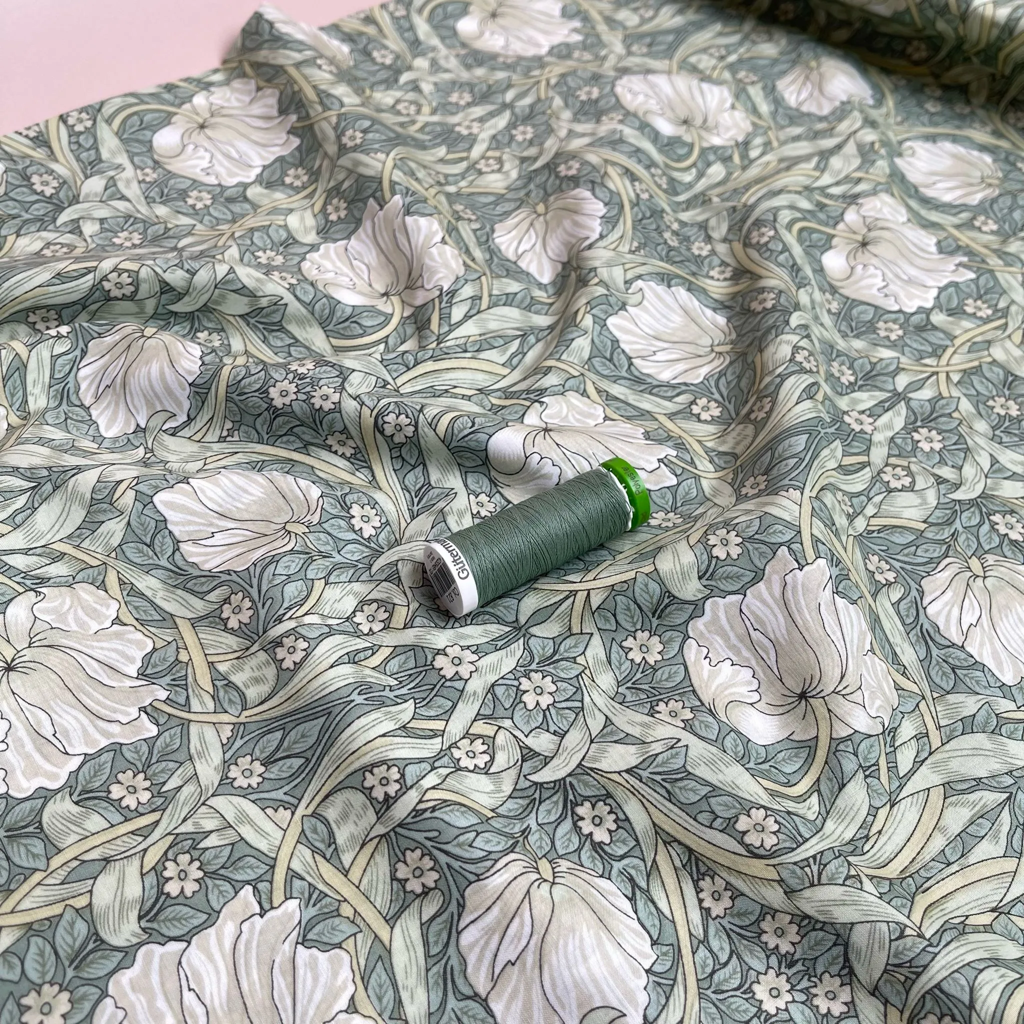 Morris Sage Green Cotton Lawn Fabric