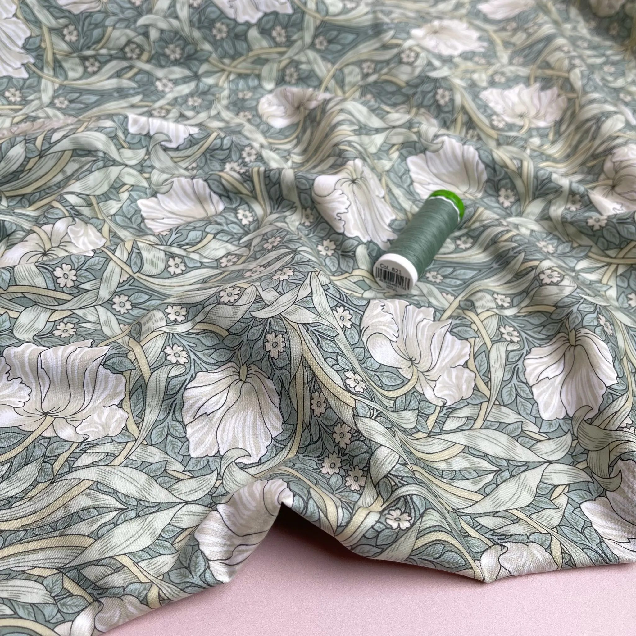 Morris Sage Green Cotton Lawn Fabric